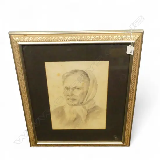 CARL T. LAUGESEN, MAORI PORTRAIT, 340x240mm fox marks