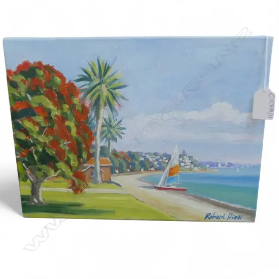 ROBERT HIEW, KOHIMARAMA BEACH, OIL ON CANVAS 230x305mm