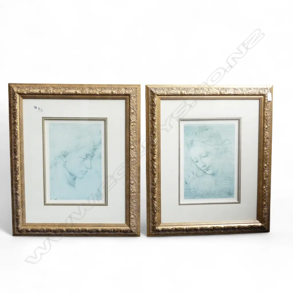 2 FRAMED LEONARDO DA VINCI REPRODUCTION PRINTS 345x240mm Image 1++