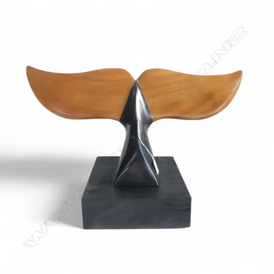 WOODEN WHALE TAIL SCULTURE 570x260x320mm