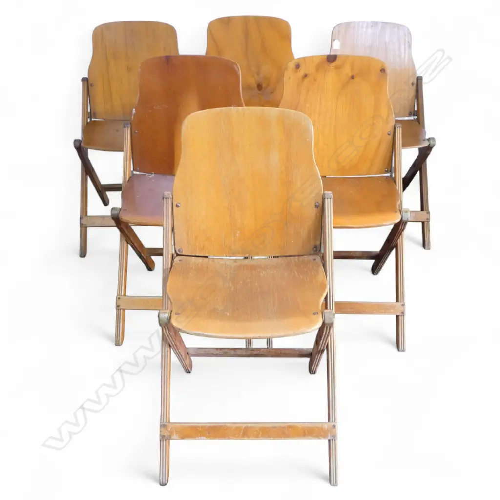 6 STORKLINE FOLDING CHAIRS; 1 w. hinge catch AF Image 1++