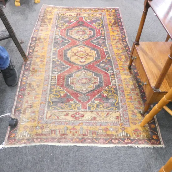 HAND KNOTTED ALL WOOL RUG 1900x1050mm