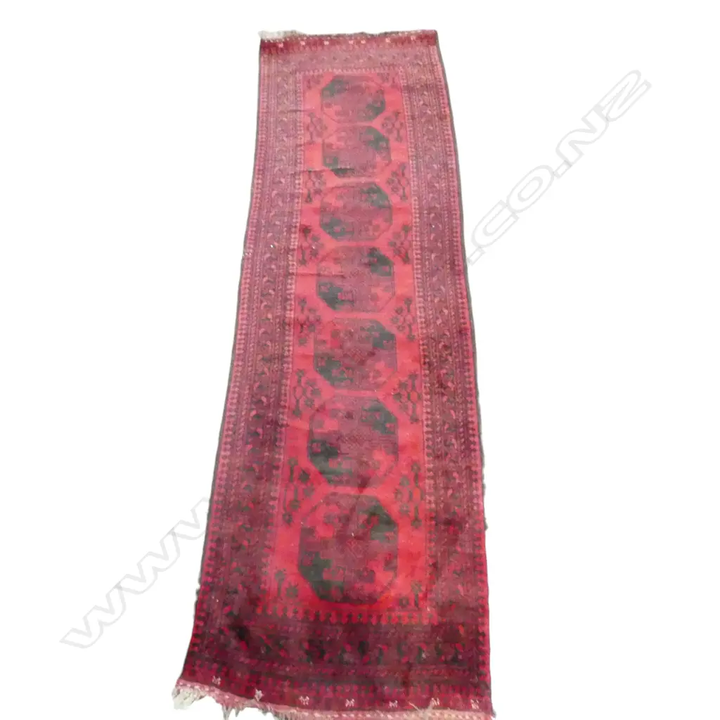 HAND KNOTTED TURKMAN ALL WOOL RUNNER, some faults 2850x820mm Image 1++