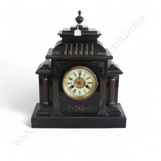 EBONISED EARLY 20thC MANTEL CLOCK, RUNNING 380x140x450mm