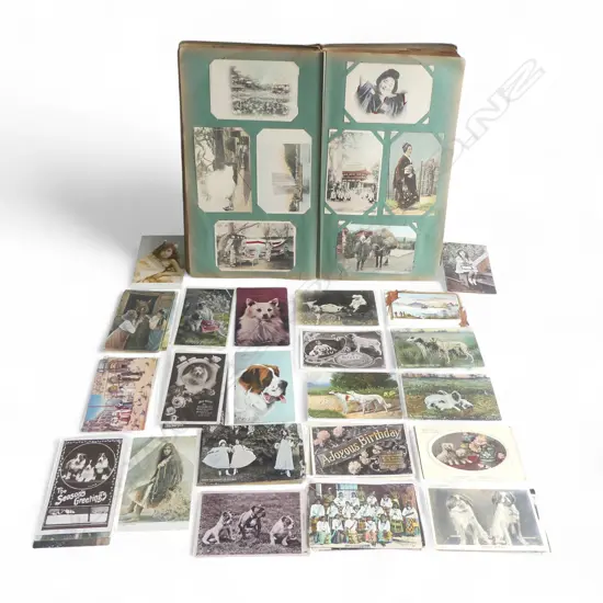 ANTIQUE POSTCARD ALBUM C.1900 H.390mm