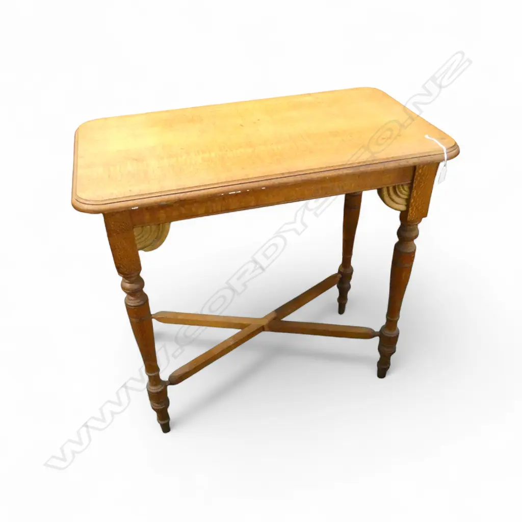 EARLY 20thC REWAREWA OBLONG TABLE ON X-STRETCHER BASE 820x460x790mm Image 1++