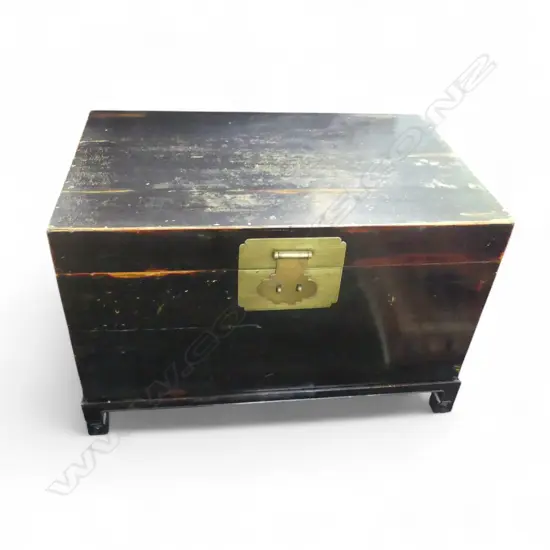 CHINESE PAINTED TRUNK ON LOW STAND 880  x 560 x 580mm