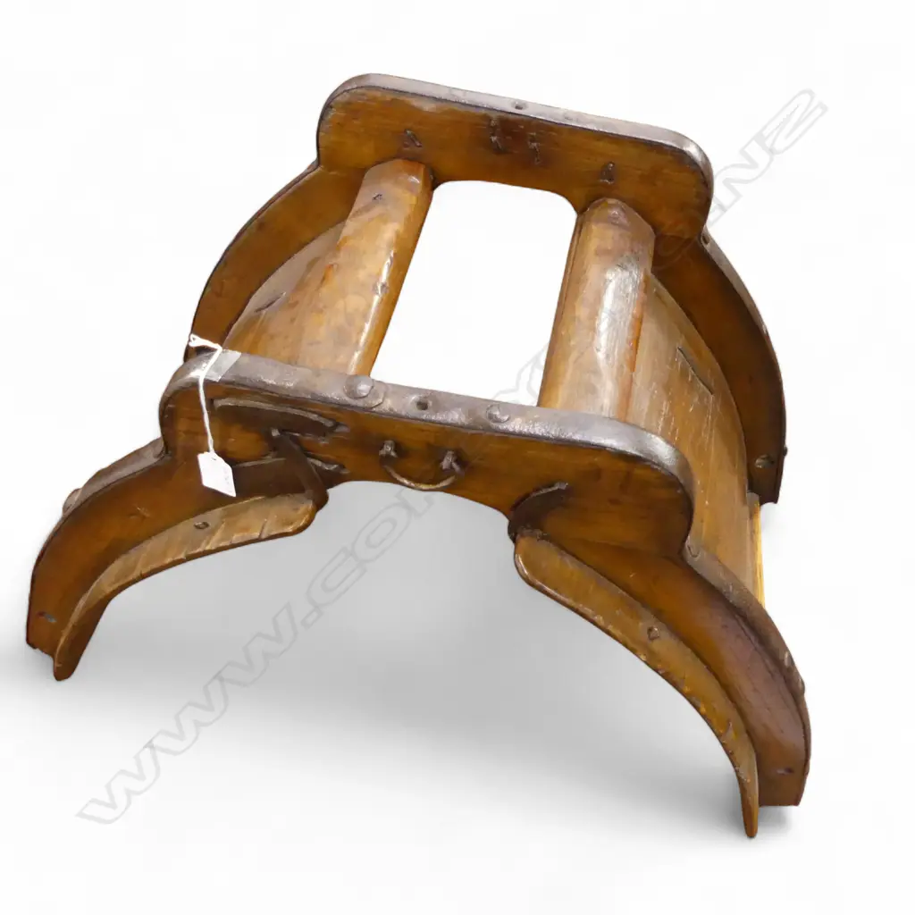 Mongolian Saddle Table in two pieces in natural dark brown timber colour, circa 1920 Image 1++
