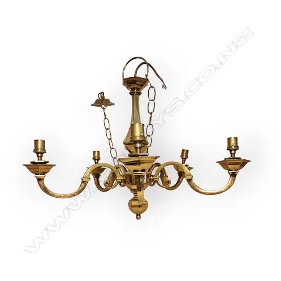 BRASS FIVE BRANCH CHANDELIER