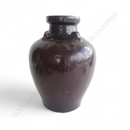 OLD MARTABAN BROWN GLAZE JAR possibly Song (Chinese) H.325mm. Press molded