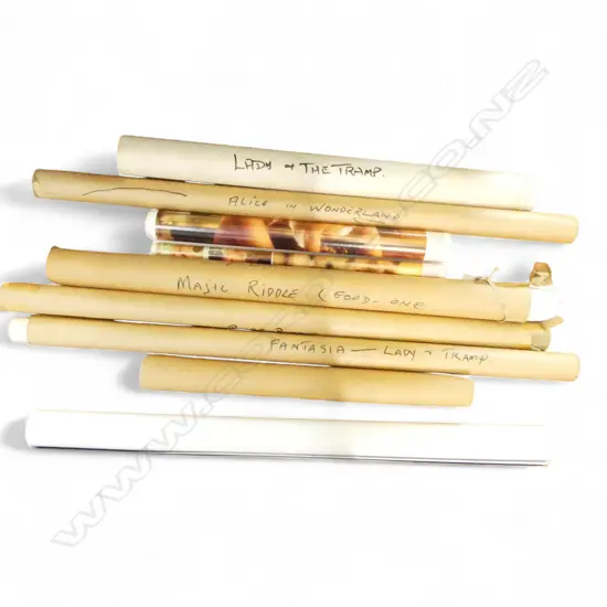 7 ROLLS OF ASST. VINTAGE DISNEY POSTERS etc + VINTAGE CALENDER