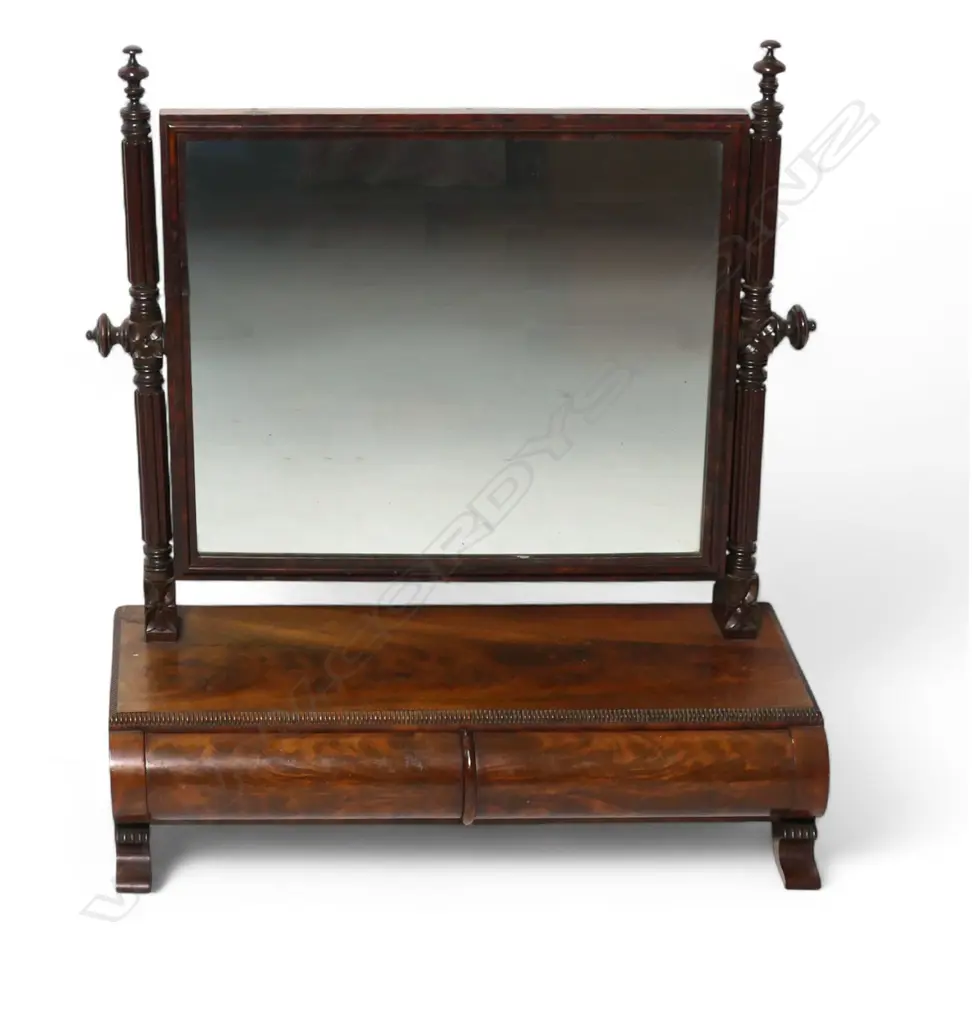 A Regency flame mahogany toilet swing mirror, Image 1++