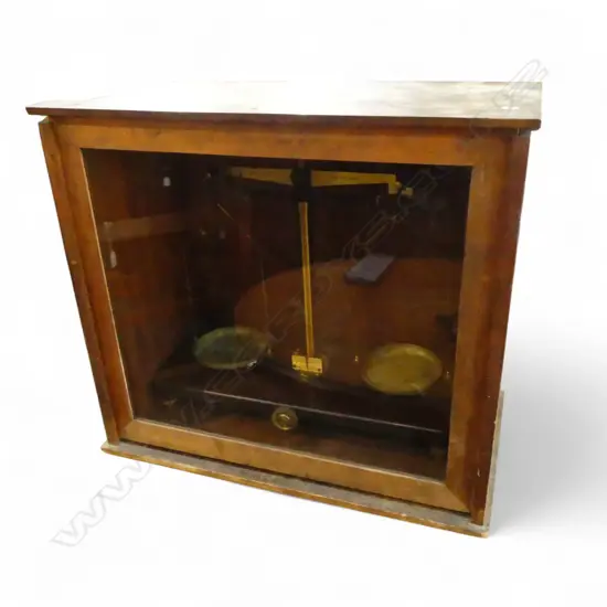 CASED GRIFFON & TATLOCK VINTAGE GOLD SCALES H380 L450MM