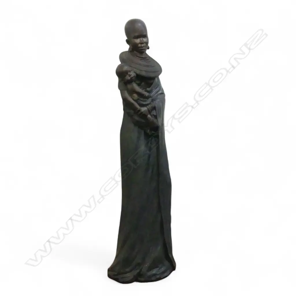 'THE LEONARDO COLLECTION' AFRICAN FIGURE OF MOTHER & CHILD H.800mm Image 1++