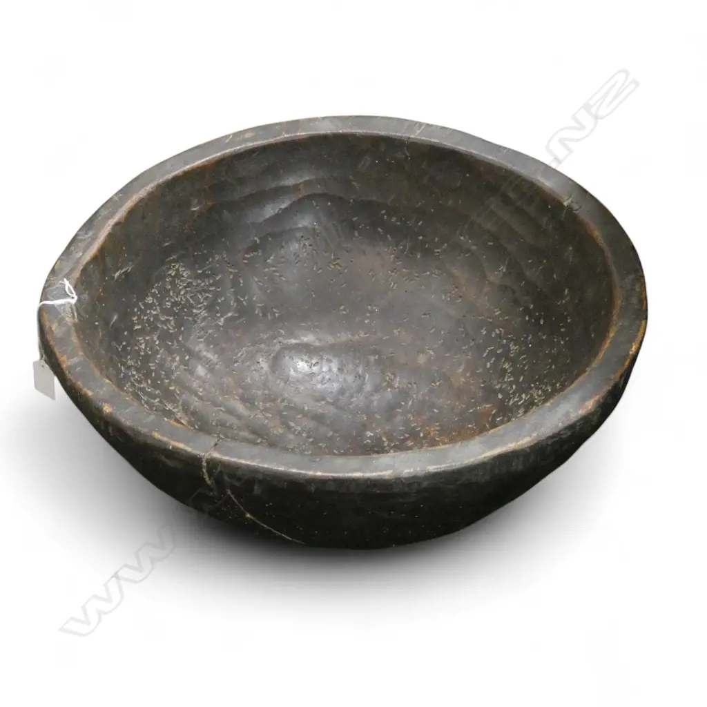 OLD ORIENTAL WOODEN RICE BOWL 485mm dia, BORER Image 1++