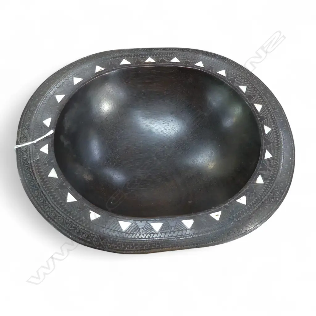 PACIFIC WOODEN BOWL w. MoP INLAY W.310mm Image 1++