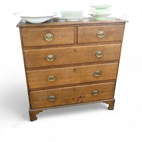 GEORGIAN OAK CHEST OF DRAWERS, FAULTS 1040x525x1080mm