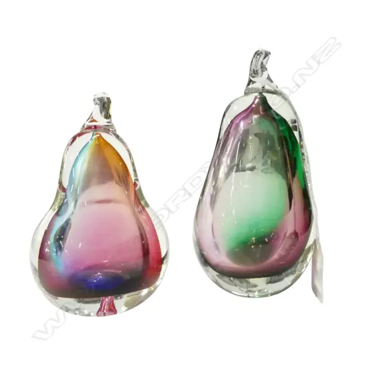 2 ART GLASS PEARS H.150, 120mm