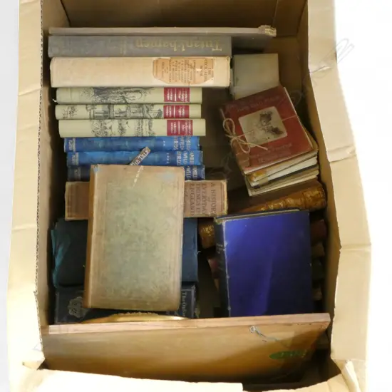 BOX OF BOOKS + PHOTOS ETC. Provenance: ex. the Mouton & Wyndowe families. Other quality items being sold by Cordy's ...