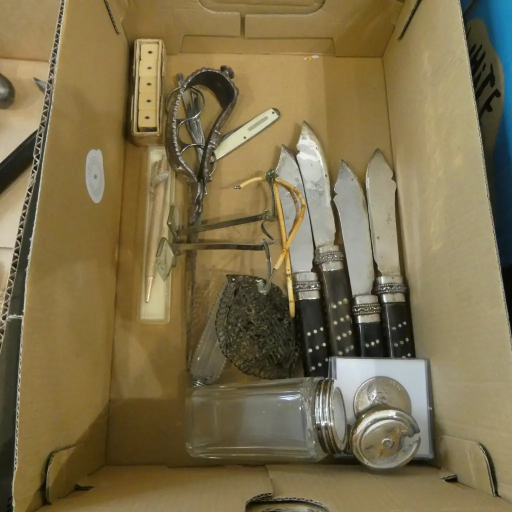 ASST. PCES; 2 PRS GLASSES (1 SILVER), GP PEN, 4 KNIVES ETC Image 1++