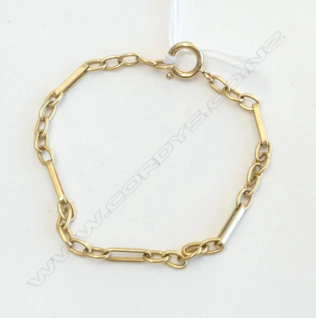 Lost 9ct GOLD LINK BRACELET, L.160mm (sml) Image 1++