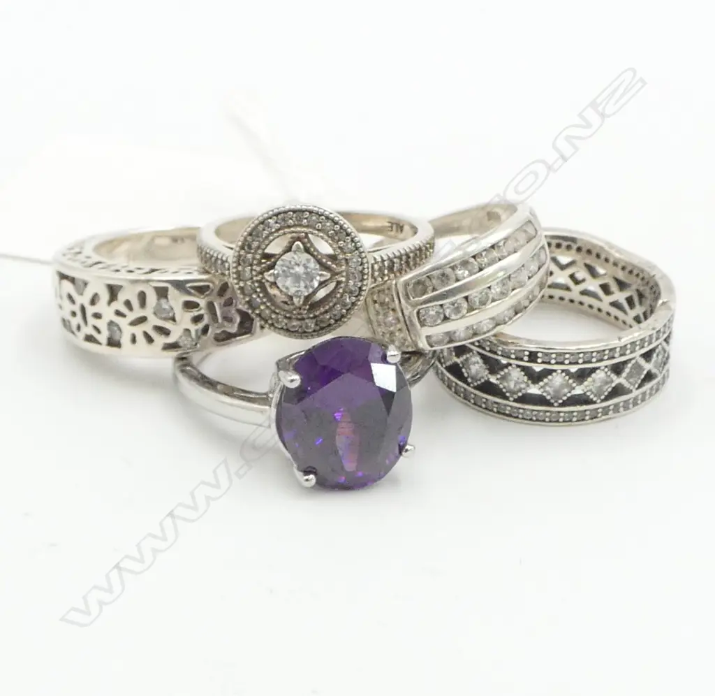 5 SILVER RINGS Image 1++