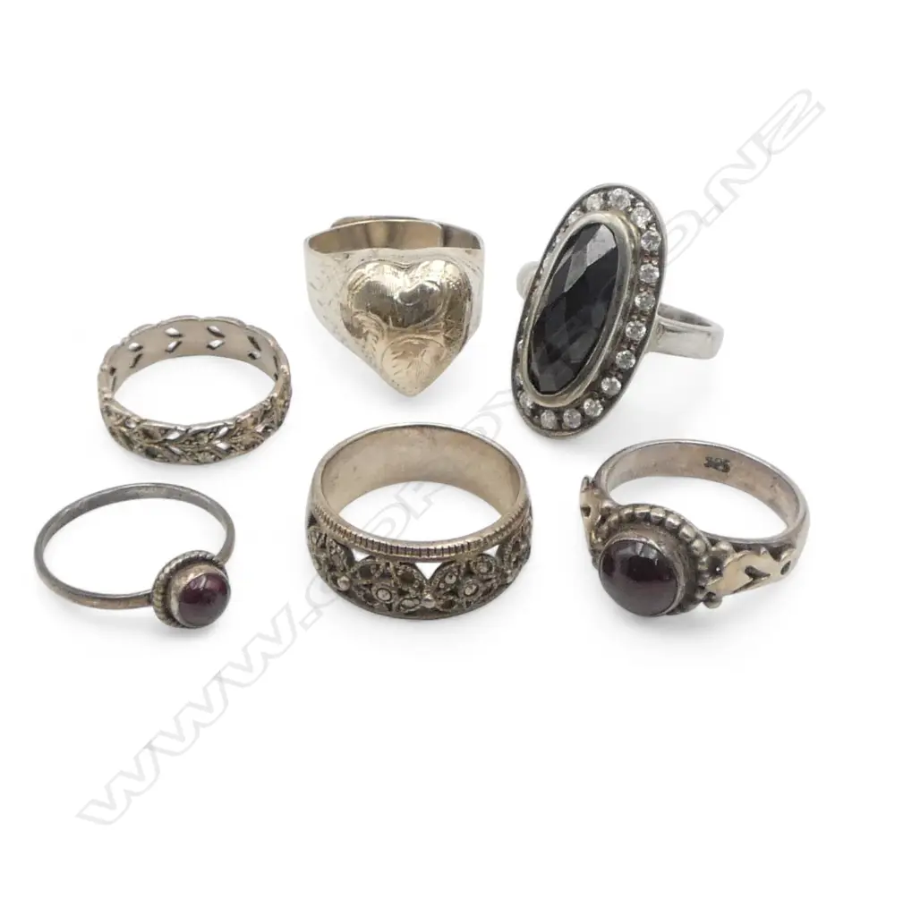 6 925 SILVER RINGS INCL. HEART 'POISON' RING Image 1++
