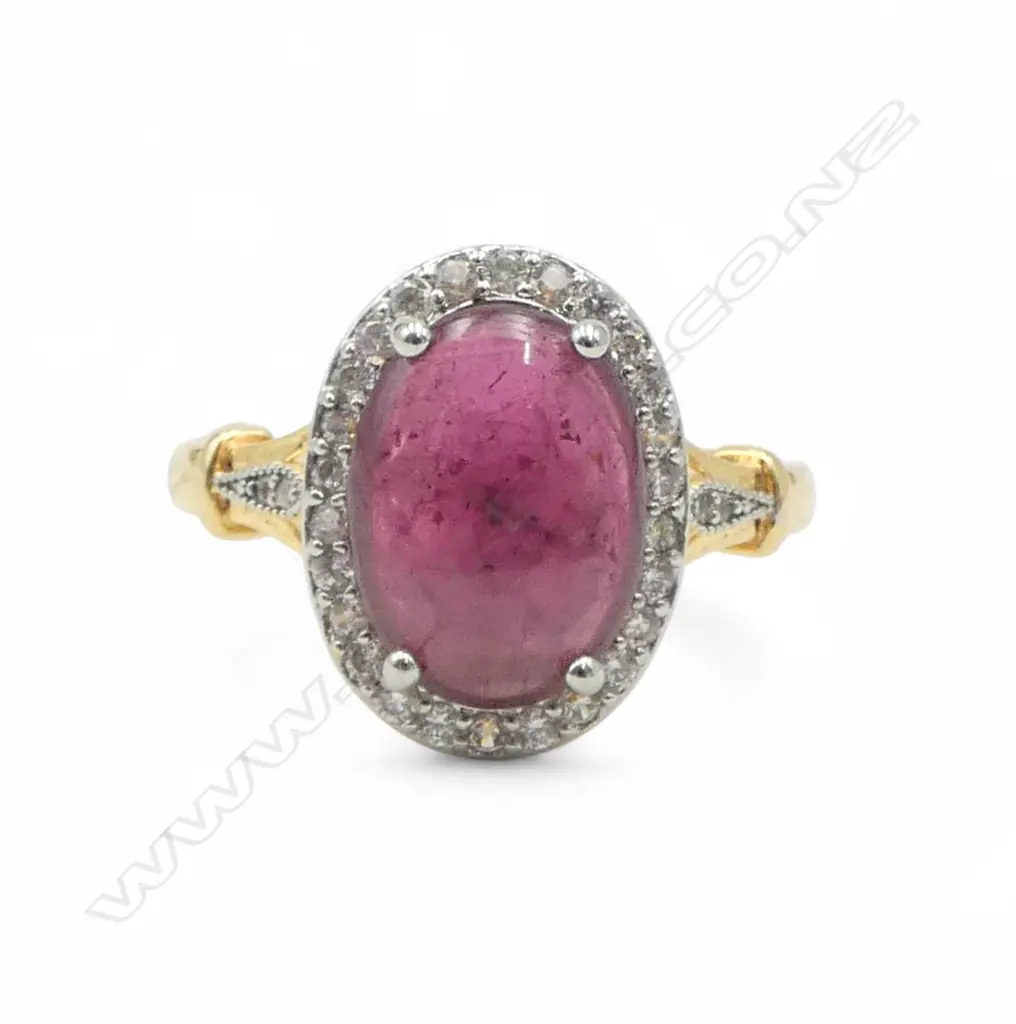 STAR RUBY & CZ RING, GILT SETTING, CLARITY of STONE ENHANCED, AIG CERT SIZE P1/2 Image 1++