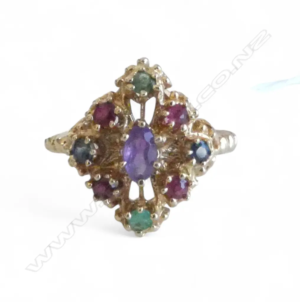 14CT MULTI STONE RING, 4.77gms SIZE N Image 1++