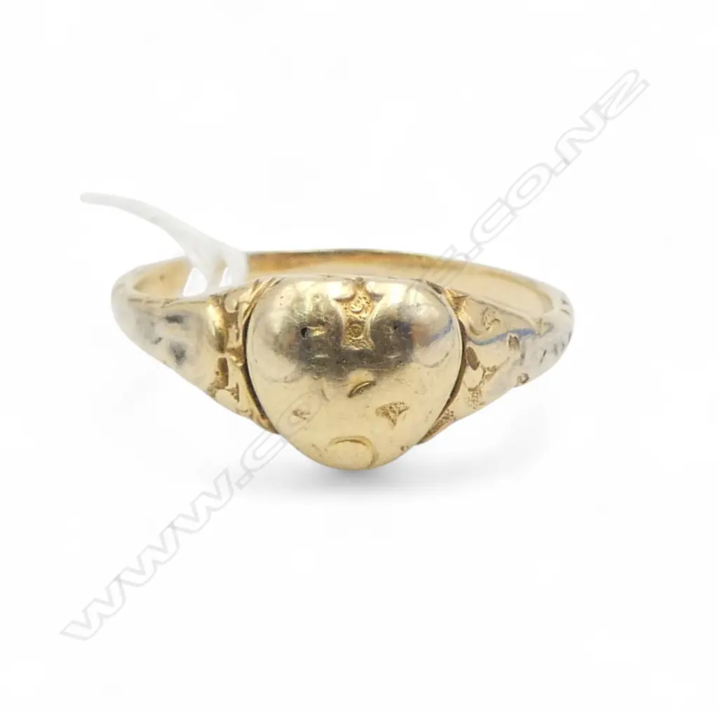 ANTIQUE 9ct GOLD HEART RING/LOCKET 1.8gms SIZE N Image 1++
