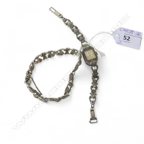 SILVER & MARCASITE VINTAGE BRACELET & WRISTWATCH