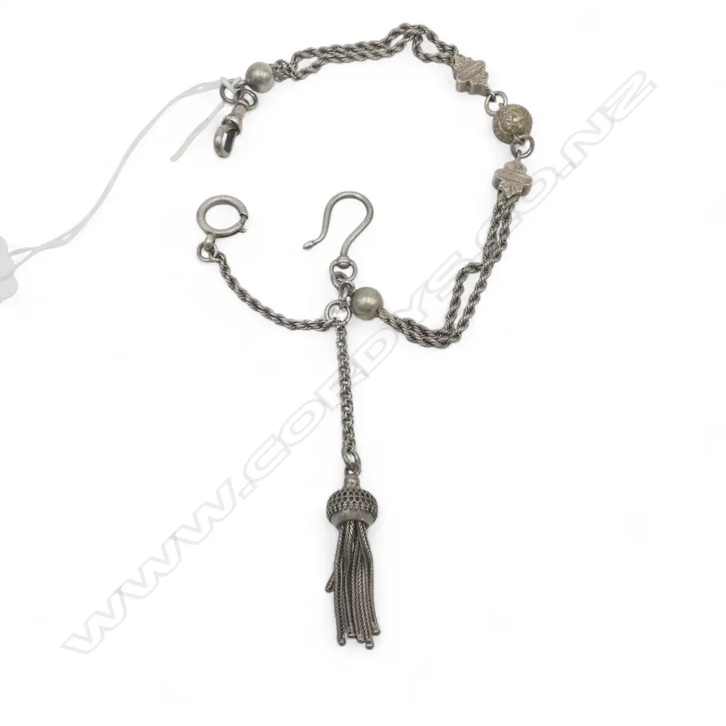 VICTORIAN SILVER ALBERTINA with tassel drop  Image 1++