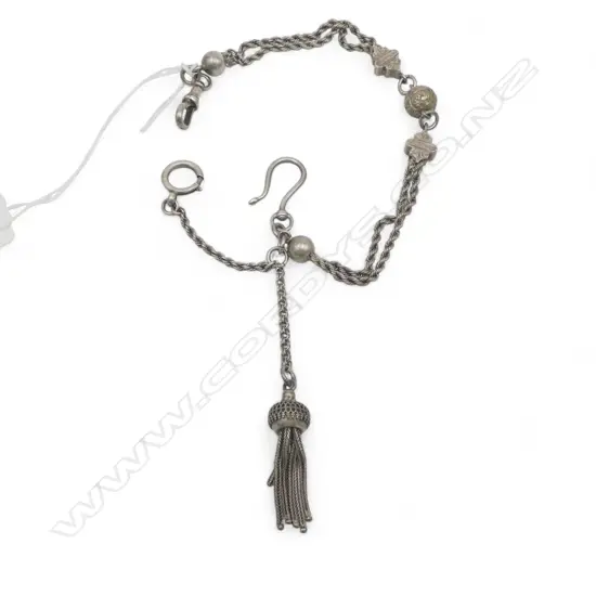 VICTORIAN SILVER ALBERTINA with tassel drop 