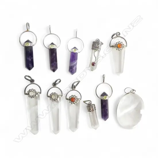 ASST. ROCK CRYSTAL &AMYTHEST PENDANTS