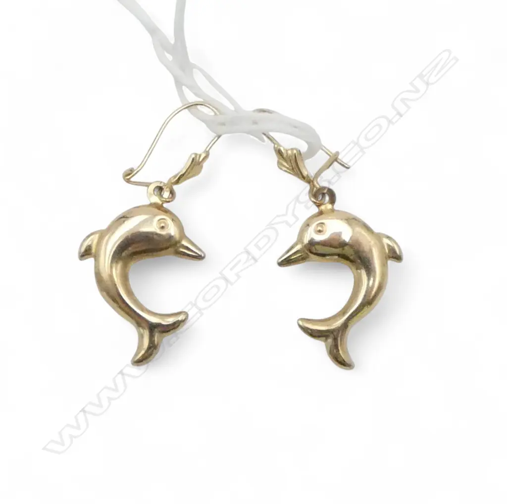 PR 9ct GOLD DOLPHIN EARRINGS 1.65gms Image 1++