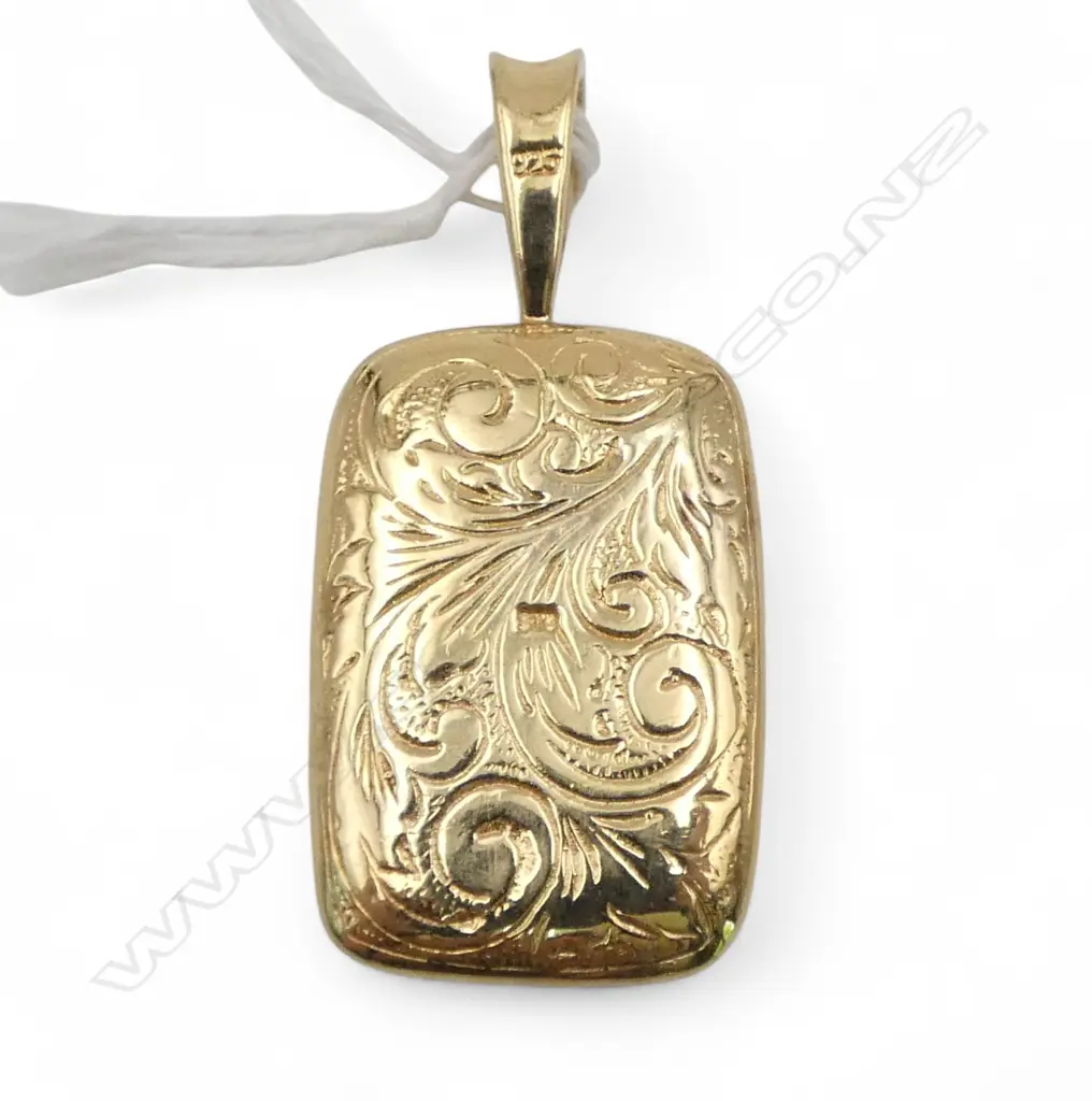 SILVER GILT GREENSTONE PENDANT L.45mm Image 1++
