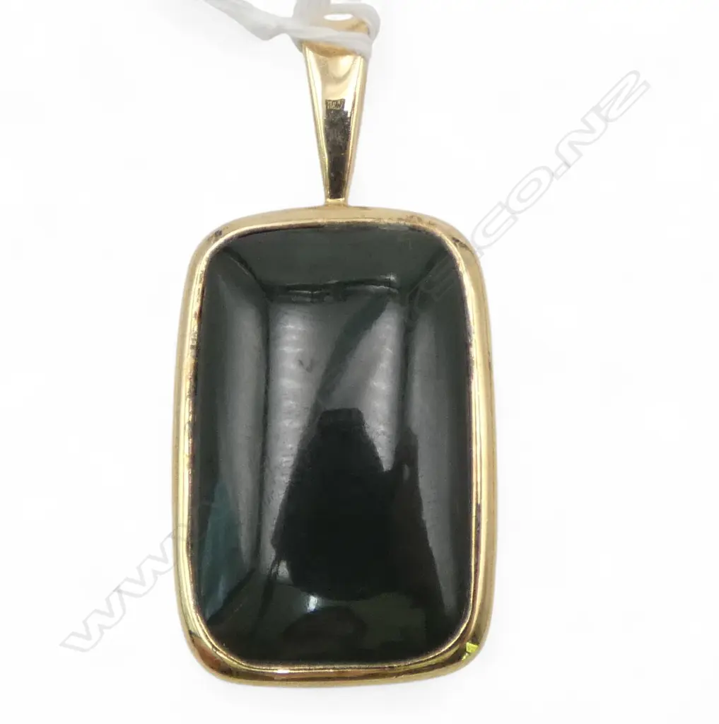 SILVER GILT GREENSTONE PENDANT L.45mm Image 1++