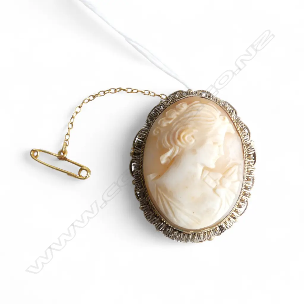 CARVED SHELL CAMEO BROOCH  Image 1++