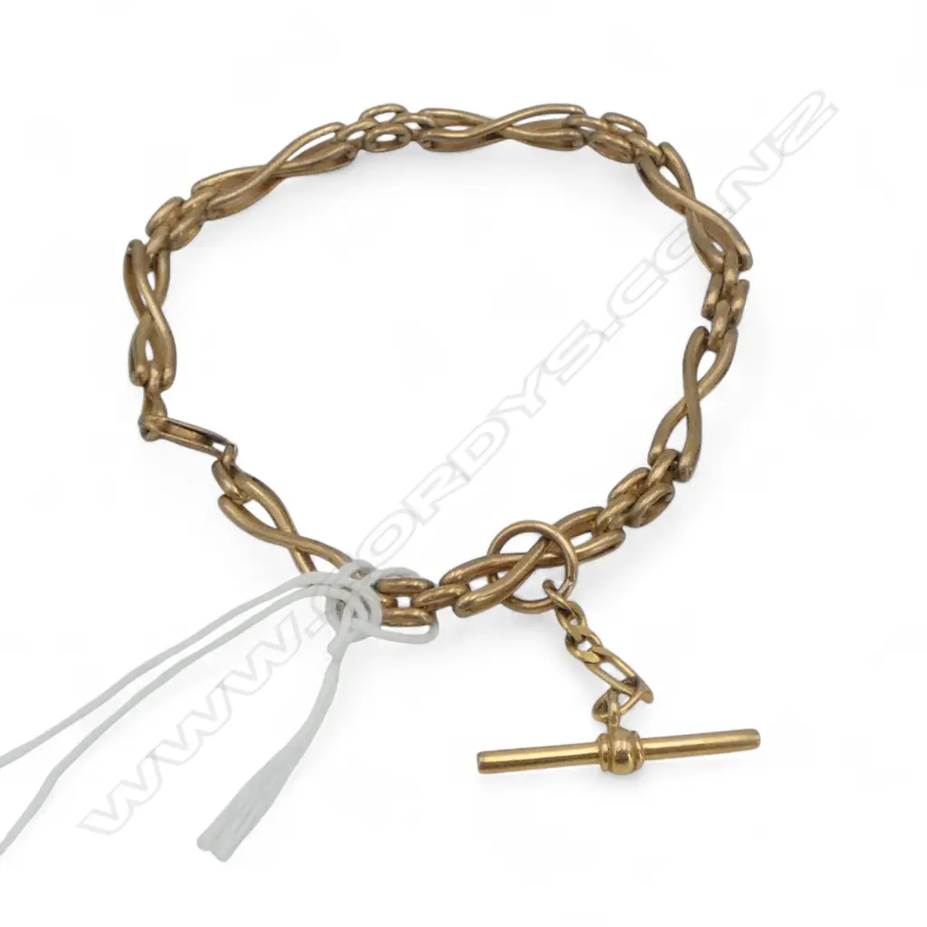9ct GOLD GATE LINK TYPE BRACELET with T-BAR. 9.5gms Image 1++