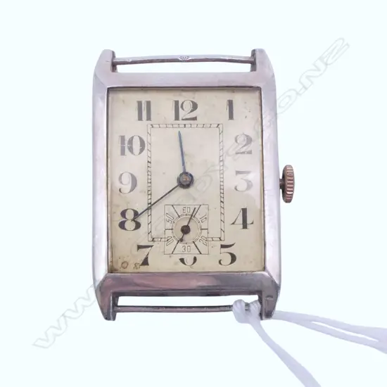 BUREN 'GRAND PRIX 17 JEWEL' SILVER CASED GENTS 1930s WRIST WATCH, RUNNING no strap 30x25mm