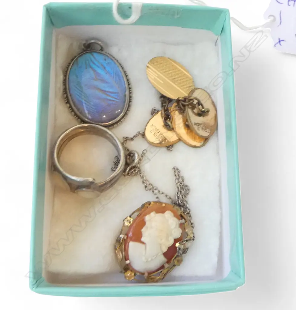 ASST. JEWELLERY Incl. STG SILVER BUTTERFLY RING PENDANT, PR 9ct GOLD PLATED CUFF LINKS etc Image 1++