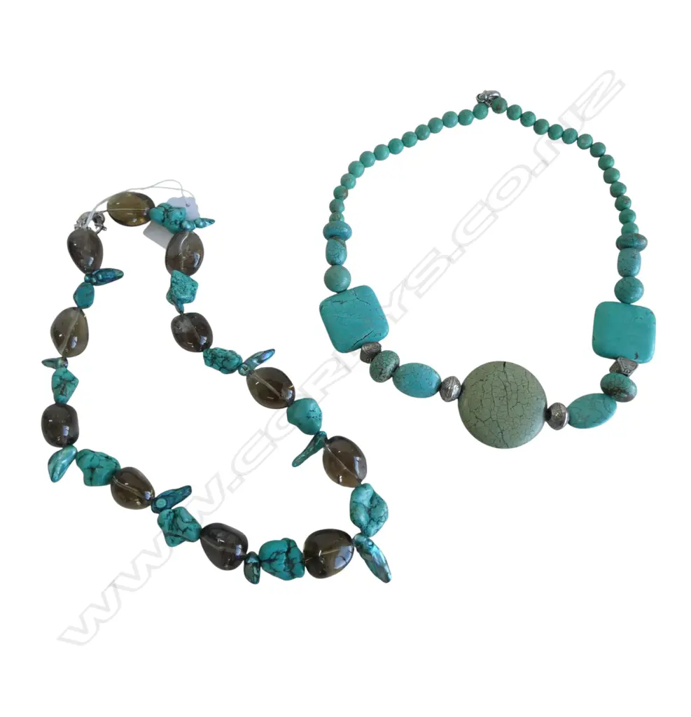 2 TURQUOISE BEAD NECKLACES Image 1++