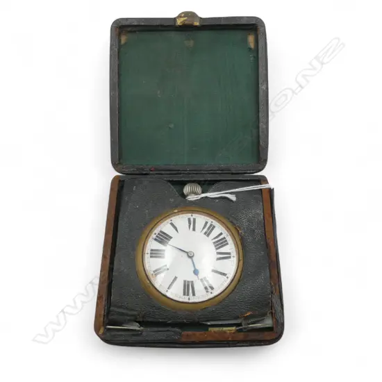 c.1900 LARGE TRAVELLING WATCH pocket watch style IN FOLDING CASE running the case with faults