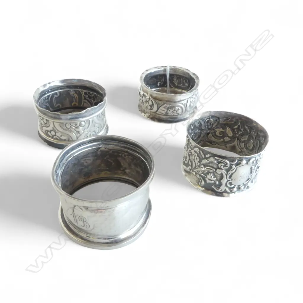 4 STG SILVER NAPKIN RINGS, 57gms Image 1++