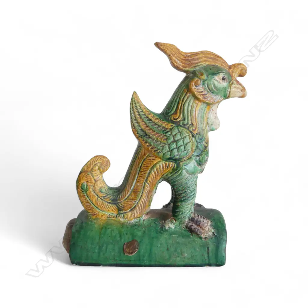 CHINESE GLAZED TERRACOTTA BIRD ROOF TILE H290MM Image 1++