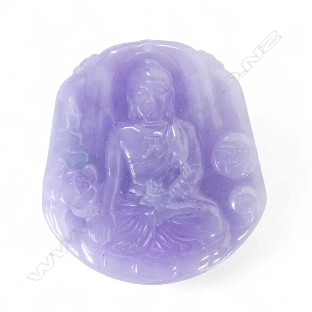 ORIENTAL PURPLE STONE BUDDHA PENDANT 50x50mm Image 1++