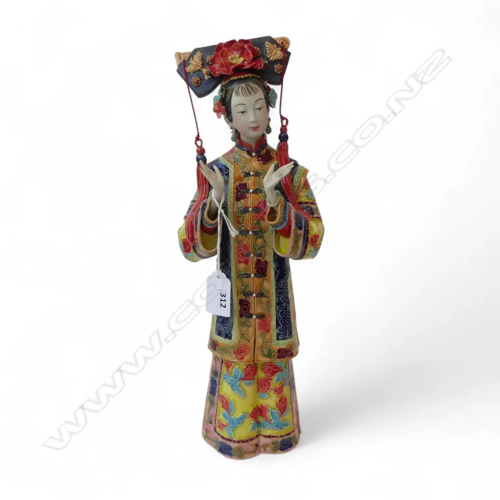 CHINESE SHIWAN FIGURINE DEPICTING QING DYNASTY WOMAN (3 Fingers on left hand broken)m (H) each Image 1++