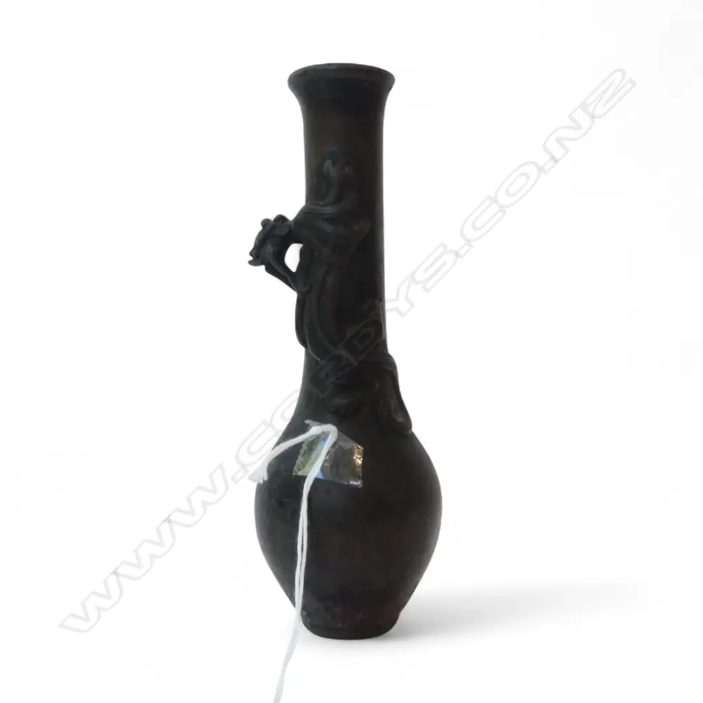 BRONZE ORIENTAL SPECIMEN VASE with coiled dragon H.160mm Image 1++