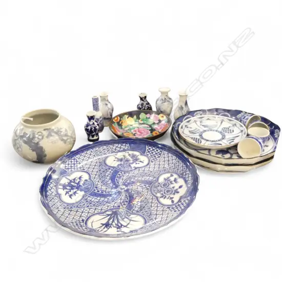 16 ORIENTAL CERAMICS; 5 PLATES 310mm dia, VASES ETC
