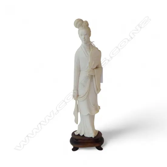 CARVED IVORY CHINESE FIGURINE ON STAND H235MM